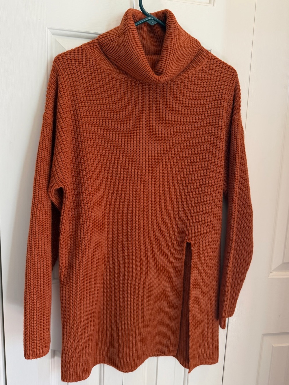 Turtleneck Longline Sweater in Rust